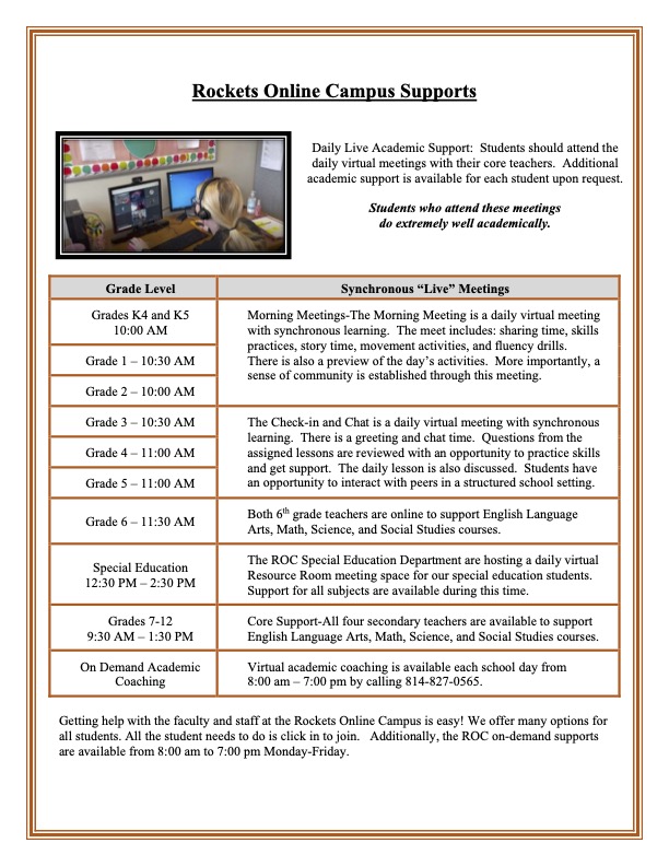 Daily Live Academic Support Program flyer