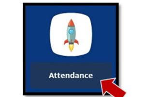 Picture of an arrow pointing to a rocket over the word Attendance