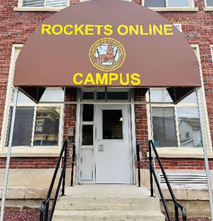 Front of the Rockets Online Campus school building